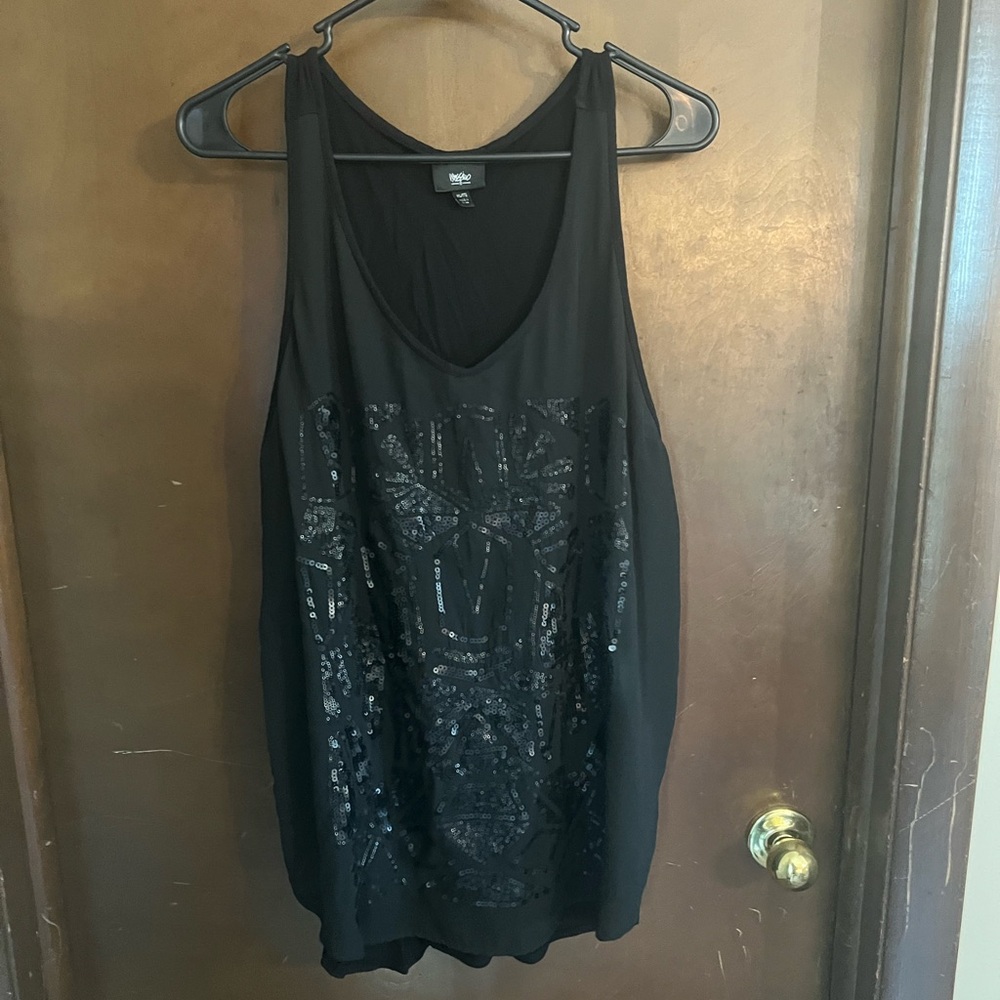 Plus size Black Sequin Tank Top